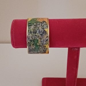 Erwin Pearl 22K Goldplated & Enamel Van Gogh "Irises" Bangle